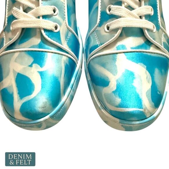 Christian Louboutin Louis Junior Spikes Low Top Sneakers Blue White Size 42 main image 14